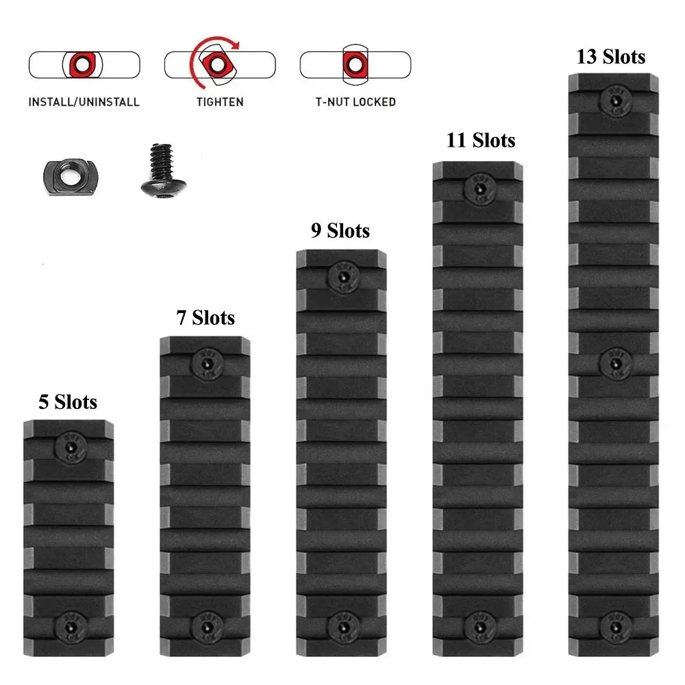 Rieles tácticos Picatinny de 5/7/9/11/13 ranuras de 21mm para sistema de riel Modular, Base de montaje para mira telescópica, accesorios para pistola de caza