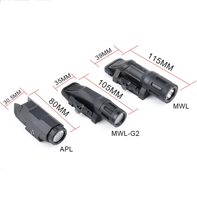 MINI linterna táctica militar APL pistola Gloc Airsoft accesorio para exterior caza explorador luz estroboscópica 400 lúmenes ajuste 20mm riel - imagen 3