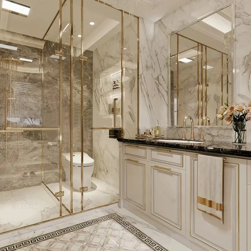 Armario de baño de estilo americano, combinación de madera maciza, lavabo de estilo francés, lavabo Doble - imagen 2