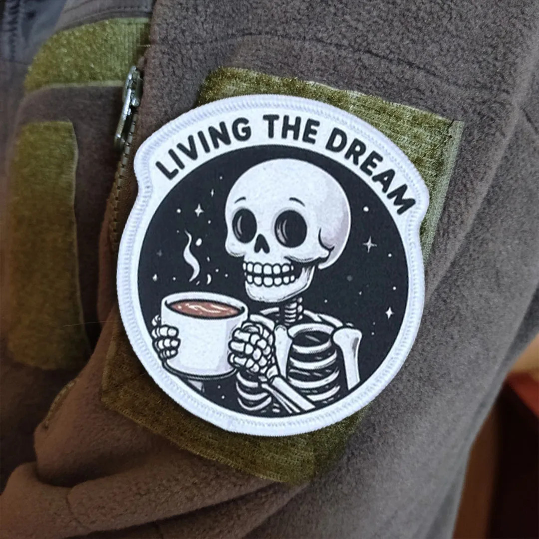 Parche táctico de calavera de LIVING THE DREAM, parches divertidos de gancho y bucle, insignia de moral militar, brazalete del ejército, pegatinas para mochila - imagen 2