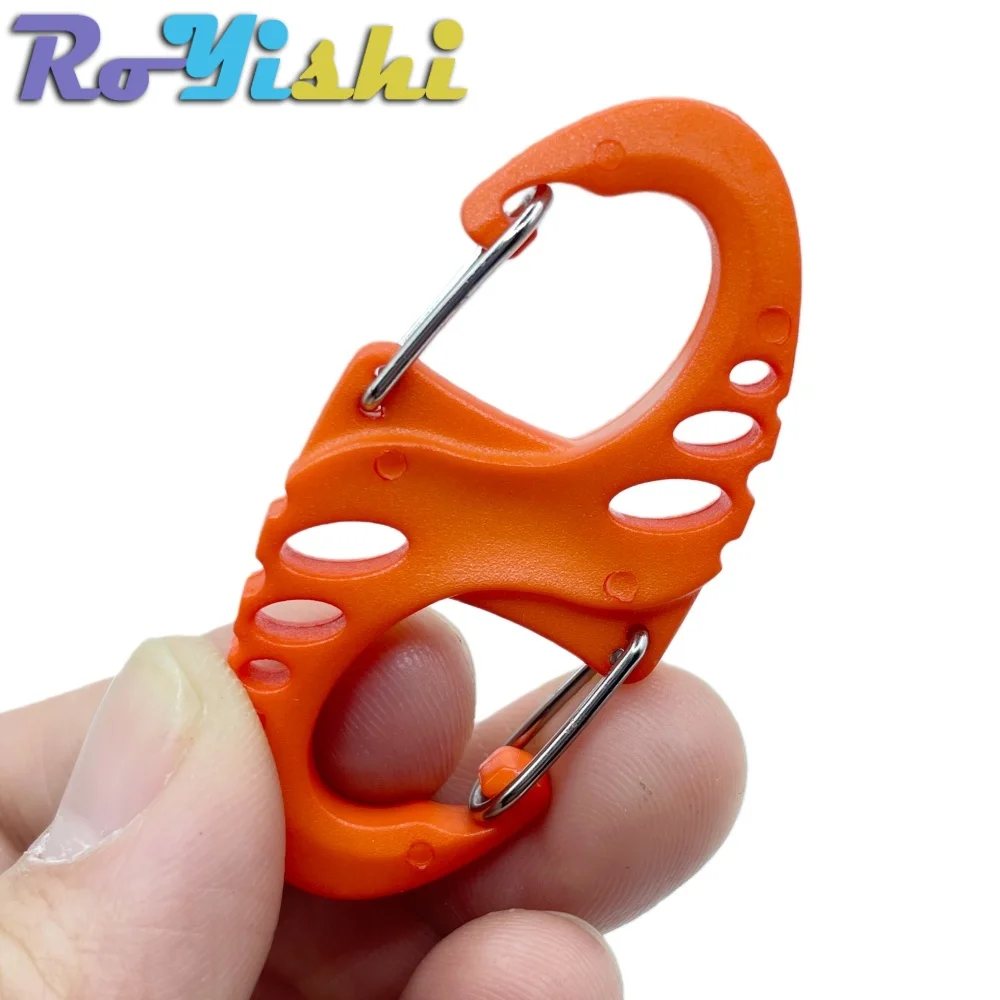 Gancho de escalada al aire libre RoYishi, mosquetón tipo S, llavero de doble hebilla, gancho de escalada de acero y plástico para acampar al aire libre, 5-50 Uds. - imagen 4