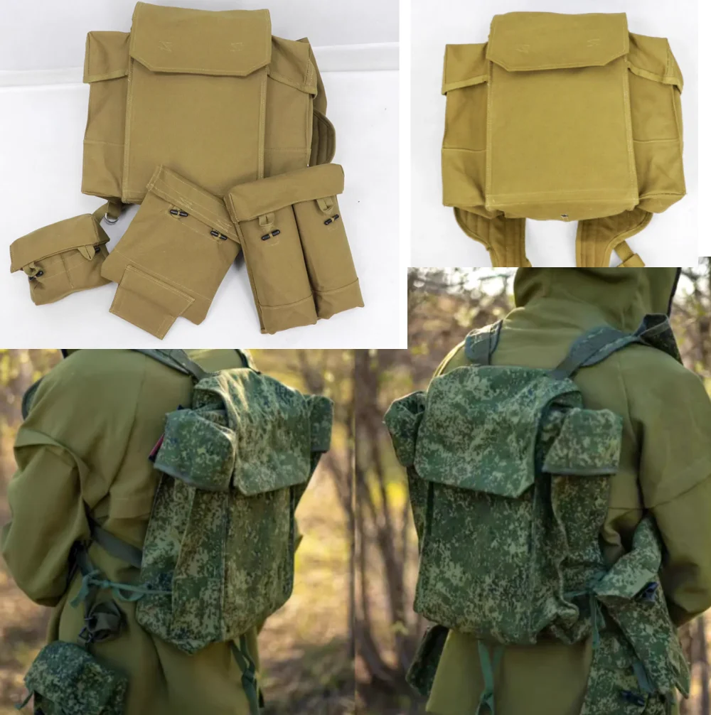 Paquete de asalto paracaidista de RD-54 soviético, equipo de transporte táctico, aparejo de pecho, bolsa colgante MOLLE, juego de guerra EMR, caqui