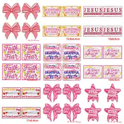 Parches termoadhesivos lazo y corazón rosa para ropa manualidades