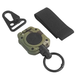 Llavero retráctil antipérdida, carrete de tarjeta de identificación táctica, cuerda de alambre de acero recubierta de 28 ", cordón de equipo táctico Molle para pesca