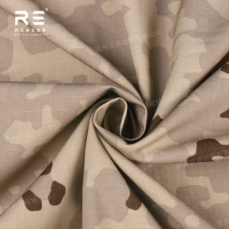 Tela de ropa táctica NYCO con rejilla de algodón buni de camuflaje del desierto tricolor alemán - imagen 5