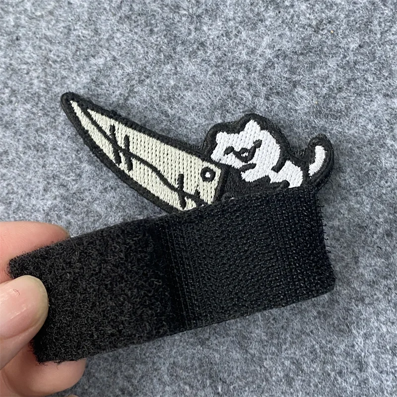 Parche bordado de gatito lindo, insignia de gato de dibujos animados, moral táctica, brazalete, gancho y lazo, mochila, ropa, pegatinas decorativas - imagen 2