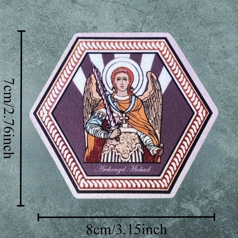 Parche con estampado del Arcángel Michael, insignia de moral táctica con gancho y bucle, mochila militar, pegatina decorativa, parches para brazalete para ropa - imagen 3