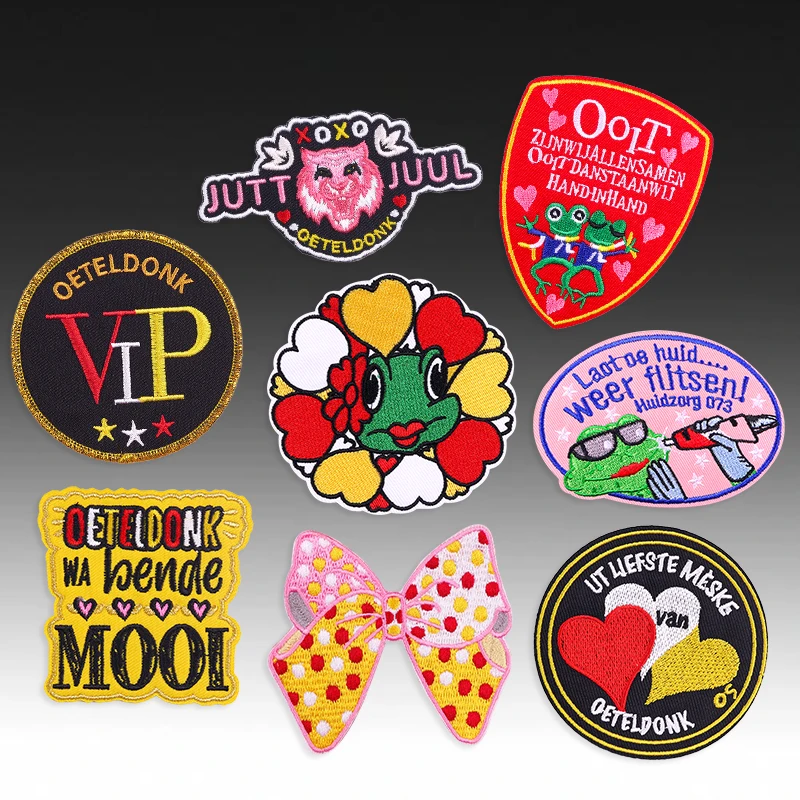 8 unids/set Oeteldonk emblema parches para planchar para ropa parches bordados de Carnaval de Países Bajos para ropa DIY apliques de costura - imagen 3