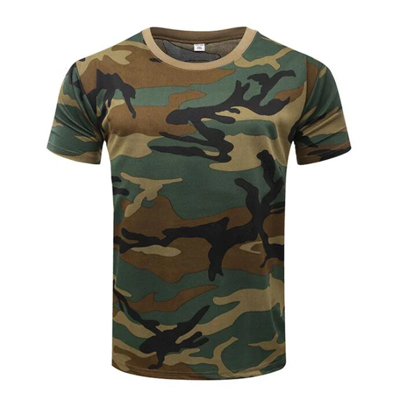 Camiseta de camuflaje para hombre, camiseta de verano de secado rápido, camisetas de manga corta para hombre, camiseta de Fitness de combate táctico militar al aire libre - imagen 5