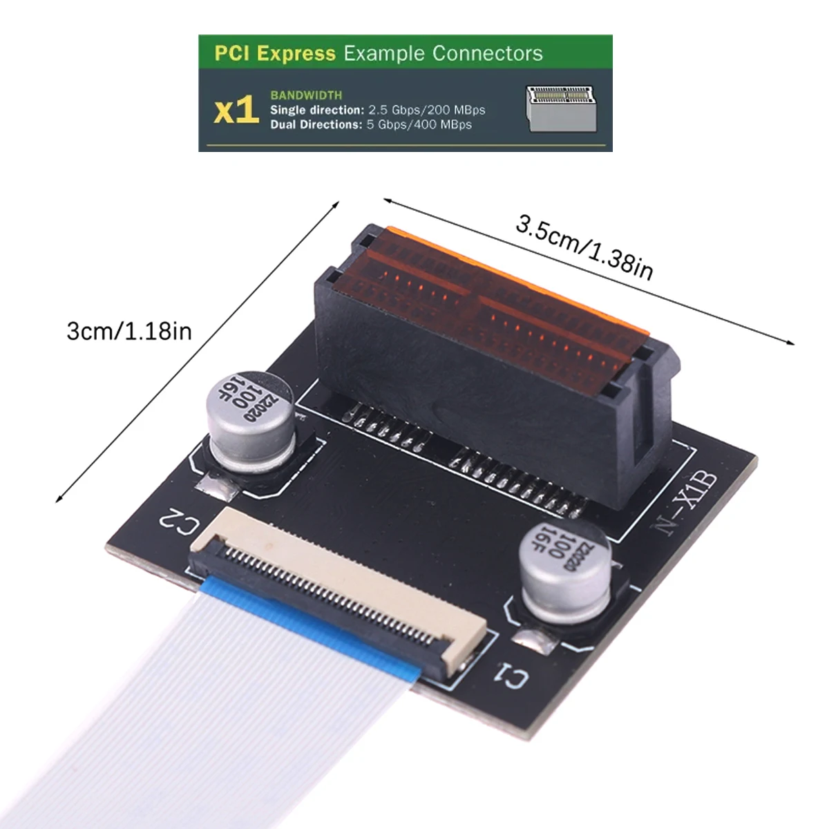 CY PCI-E Express 1X Slot Riser Card, extensor de perfil bajo, cinta flexible, Cable de reubicación, 10cm, ángulo de 90 grados - imagen 5