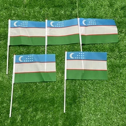 SKY Bandera de mano Uzbekistán con poste plástico para deporte hogar