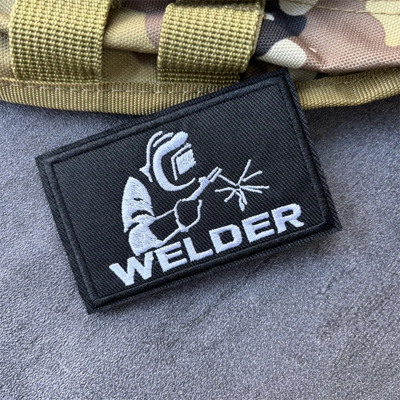 Parche Bordado Militar de Soldador, Parches Tácticos de Gancho y Bucle, Insignias de Moral, Pegatinas para Mochilas y Ropa - imagen 5