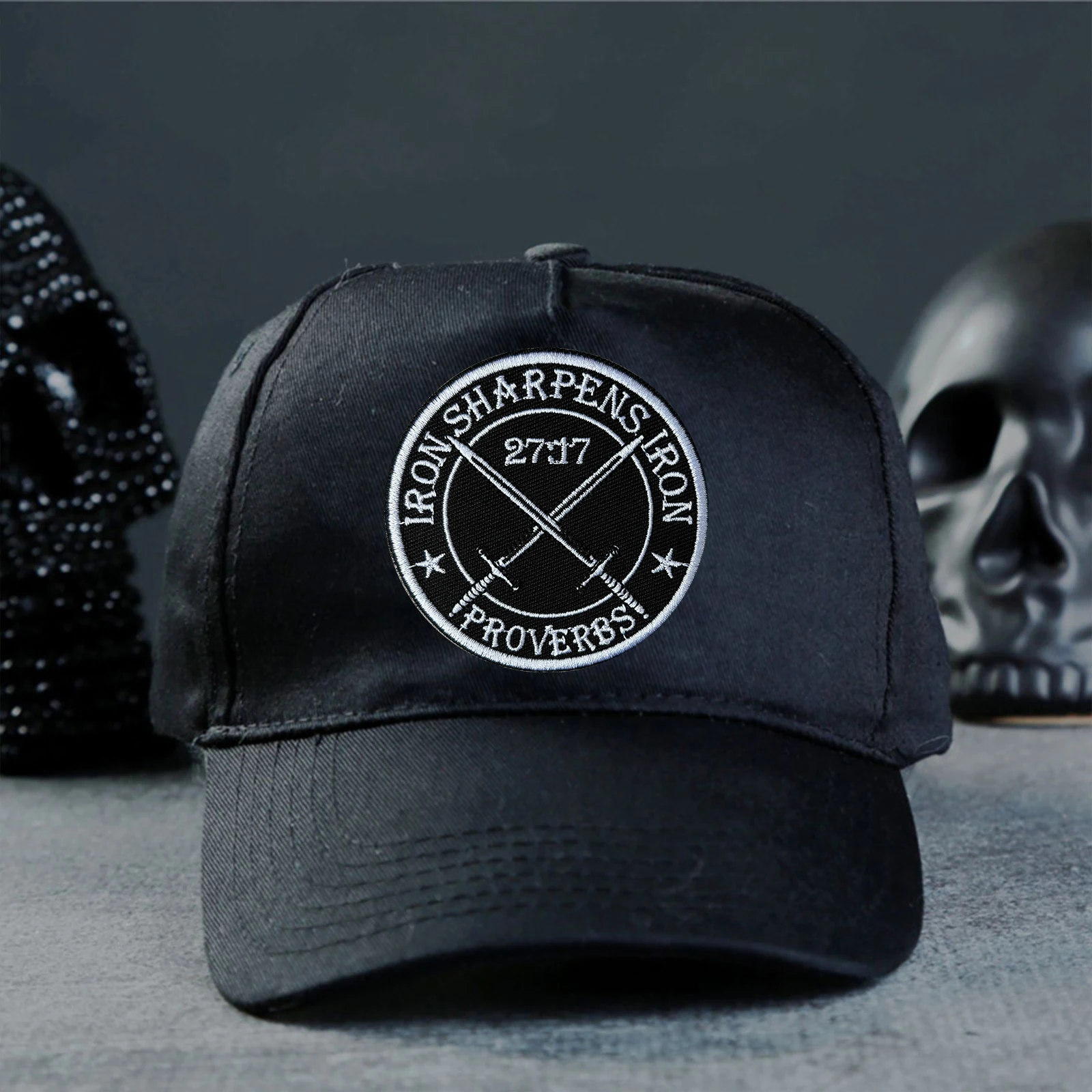 27:17 espadas dobles de la Biblia parche táctico gancho y bucle parches bordados insignia de moral brazalete del ejército militar pegatinas para mochila