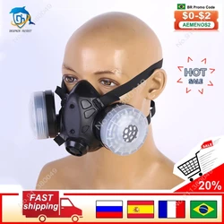 Máscara de gas con filtro media cara y gafas antivaho