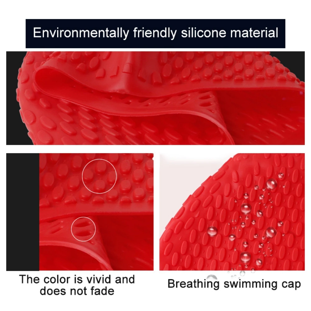 Gorros de natación de silicona para hombres y mujeres, gorros elásticos de natación con textura antideslizante y excelente elasticidad, fáciles de poner y quitar - imagen 5