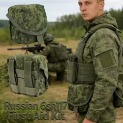 Bolsa de Primeros Auxilios Táctica Individual EMR 6sh117 Original Rusa con Dos Compartimentos Separados para Cinturón o Chaleco de Combate