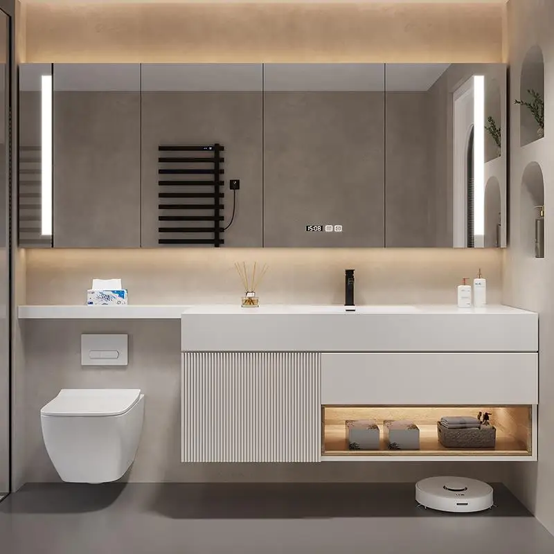 Inodoro estilo crema, juego de baño extendido, combinación de mueble de baño, lavabo, inodoro, lavado de manos y lavado de cara - imagen 2