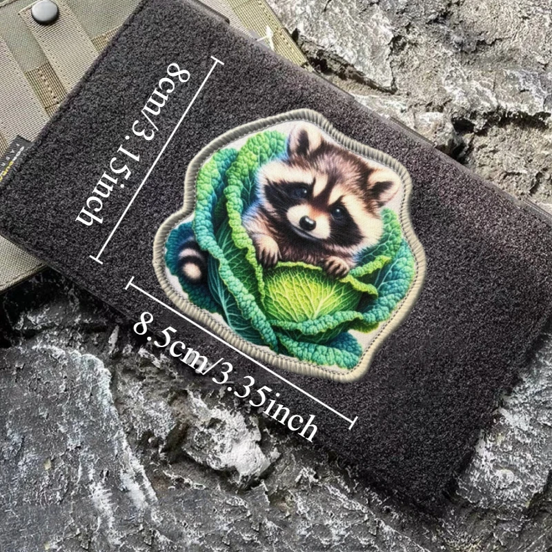 Parche Táctico de Moral con Diseño de Mapache en Repollo, Insignia Impresa con Velcro para Mochila, Decoración de Ropa, Accesorio, Adhesivo, Brazalete - imagen 4