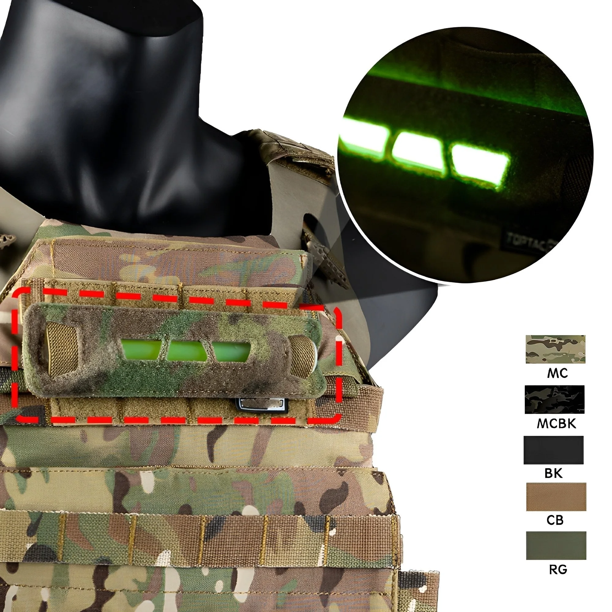 Bolsa táctica para barras luminosas, soporte de luz con gancho y bucle para corte láser de Paintball Airsoft, bolsa de luz fluorescente de nailon 500D - imagen 5