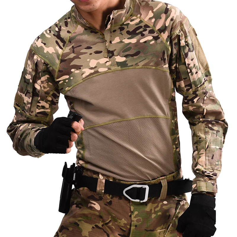 HAN WILD-Camiseta militar para senderismo, camisa de combate, ropa táctica, traje militar de camuflaje Airsoft, transpirable - imagen 3
