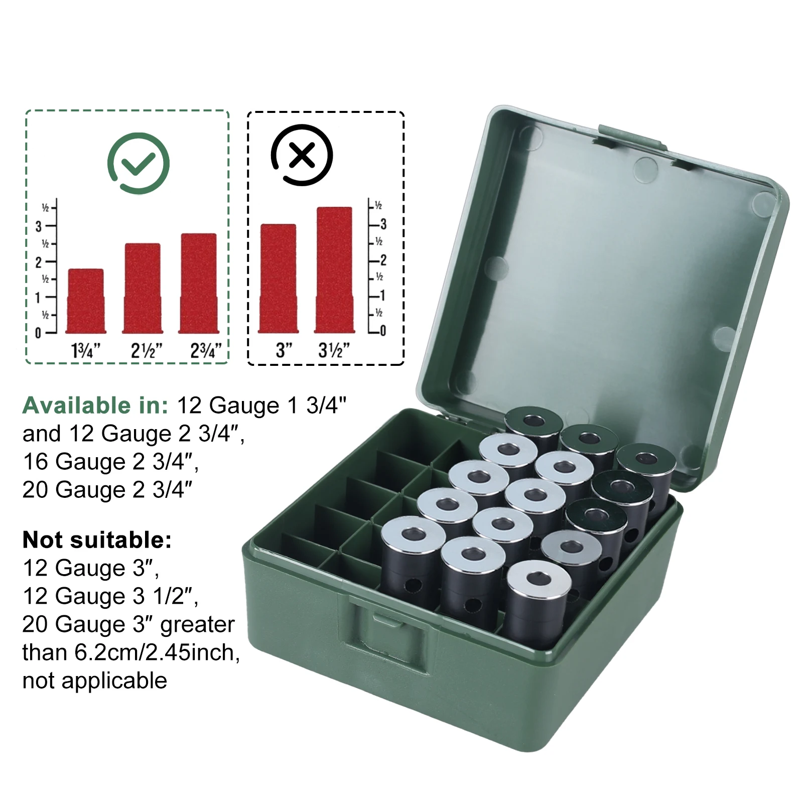 Caja de munición de 25/42 balas de calibre 12GA, caja de almacenamiento de cartuchos para Rifle y escopeta, estuche de transporte de munición bloqueable, accesorios de caza - imagen 5