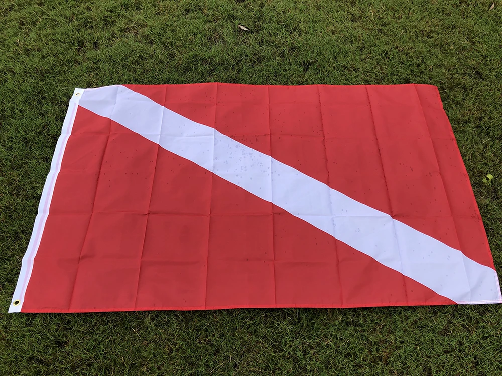 Bandera del barco de buceo con bandera de esquí, 90x150cm, poliéster, colgante, signo internacional, bandera flotante Universal para barco de buceo con ojales - imagen 3