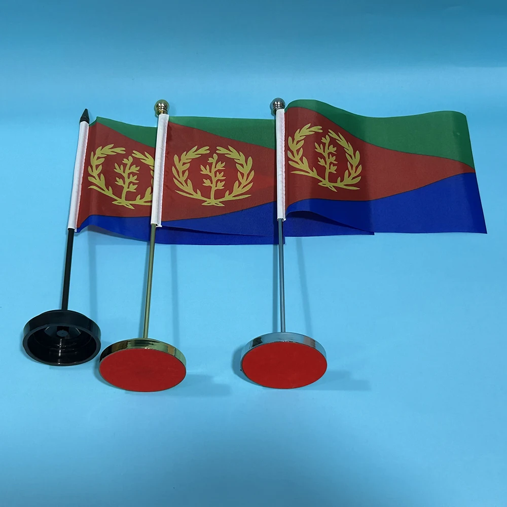 BANDERA DE SKY, bandera de escritorio de oficina de Eritrea, 14x21cm, poliéster, bandera nacional de Eritrea, pancarta de país, adornos de escritorio, banderas - imagen 2