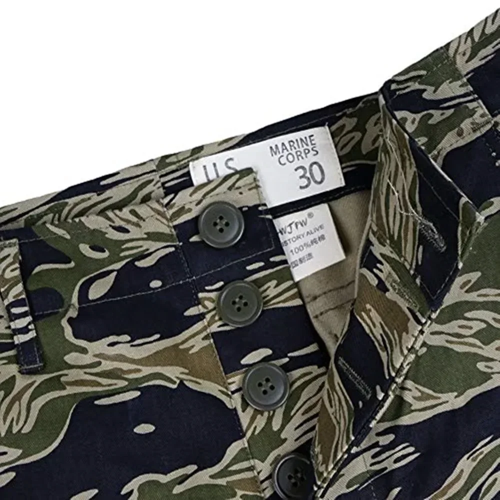 Pantalones Tabby de la guerra de Vietnam de la Segunda Guerra Mundial, uniforme de soldado americano TCU, pantalones cortos tácticos de soldado, pantalones cortos a rayas con manchas de tigre - imagen 3