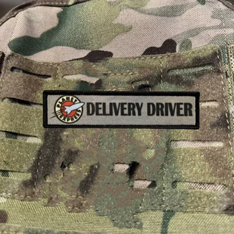 Parche estampado de insignia de moral táctica "DELIVERY DRIVER", parches militares con gancho para ropa, pegatina para mochila, brazalete
