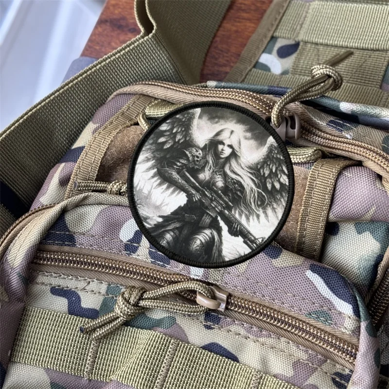 Parche táctico "Angel Soldier" para ropa, insignia de moral militar, brazalete con estampado, parches de bucle de gancho, pegatina para mochila