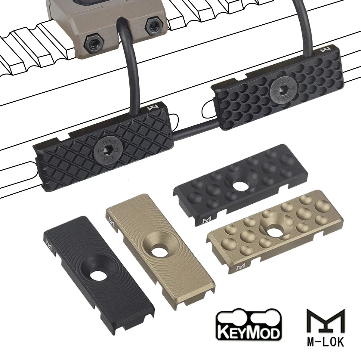 Sistema de guía de alambre de Metal Keymod de M-LOK de aluminio CNC táctico, cubierta de riel de gestión de cables, accesorio de equipo de caza de montaje fijo trasero - imagen 2