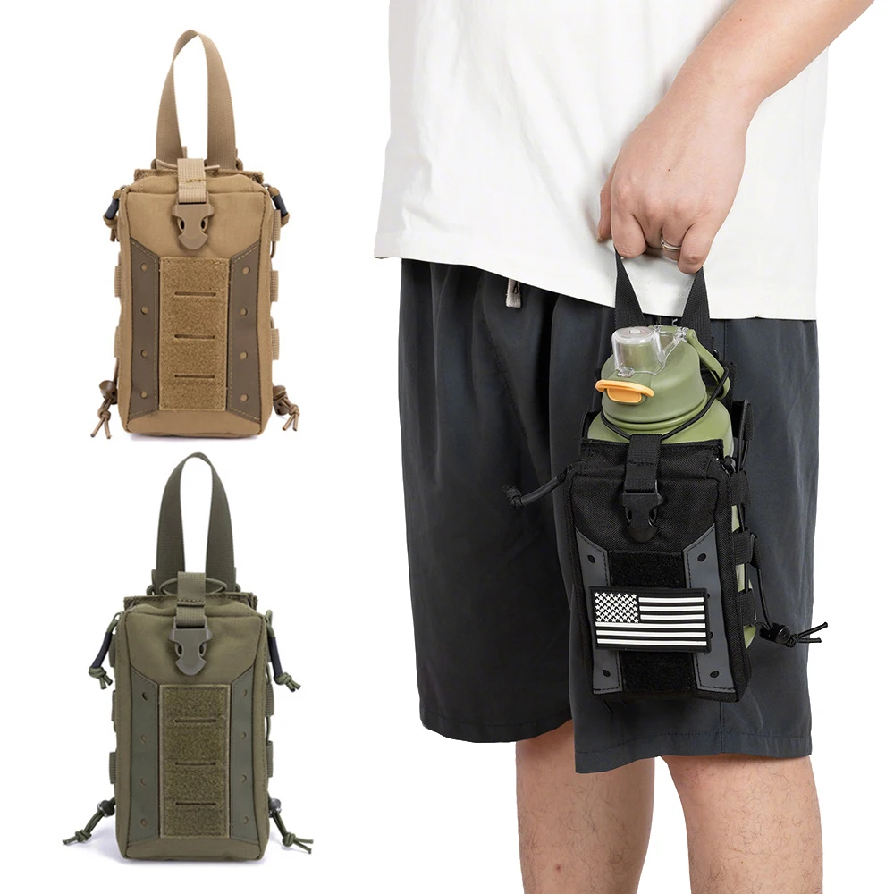Bolsa táctica para botella de agua, bolsas de agua Molle, organizador de dispositivos de utilidad, soporte para teléfono para senderismo, Camping, viajes deportivos al aire libre - imagen 2
