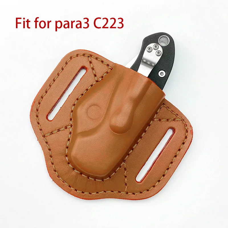 Funda de cuero genuino de 1 pieza, funda de cuero personalizada para Spider Para3 C223, bolsa de almacenamiento de cuchillos plegables - imagen 2