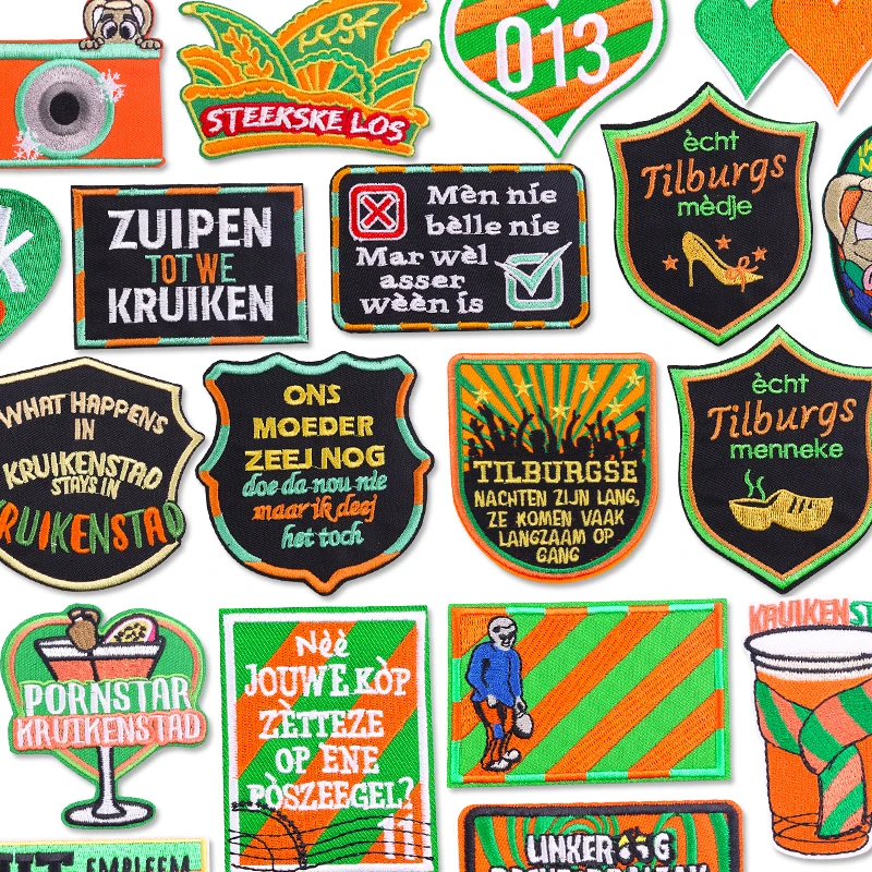 Parches bordados de Carnaval de Países Bajos, emblema de Kruikenstad de Países Bajos bordado para ropa, parches para planchar para ropa DIY