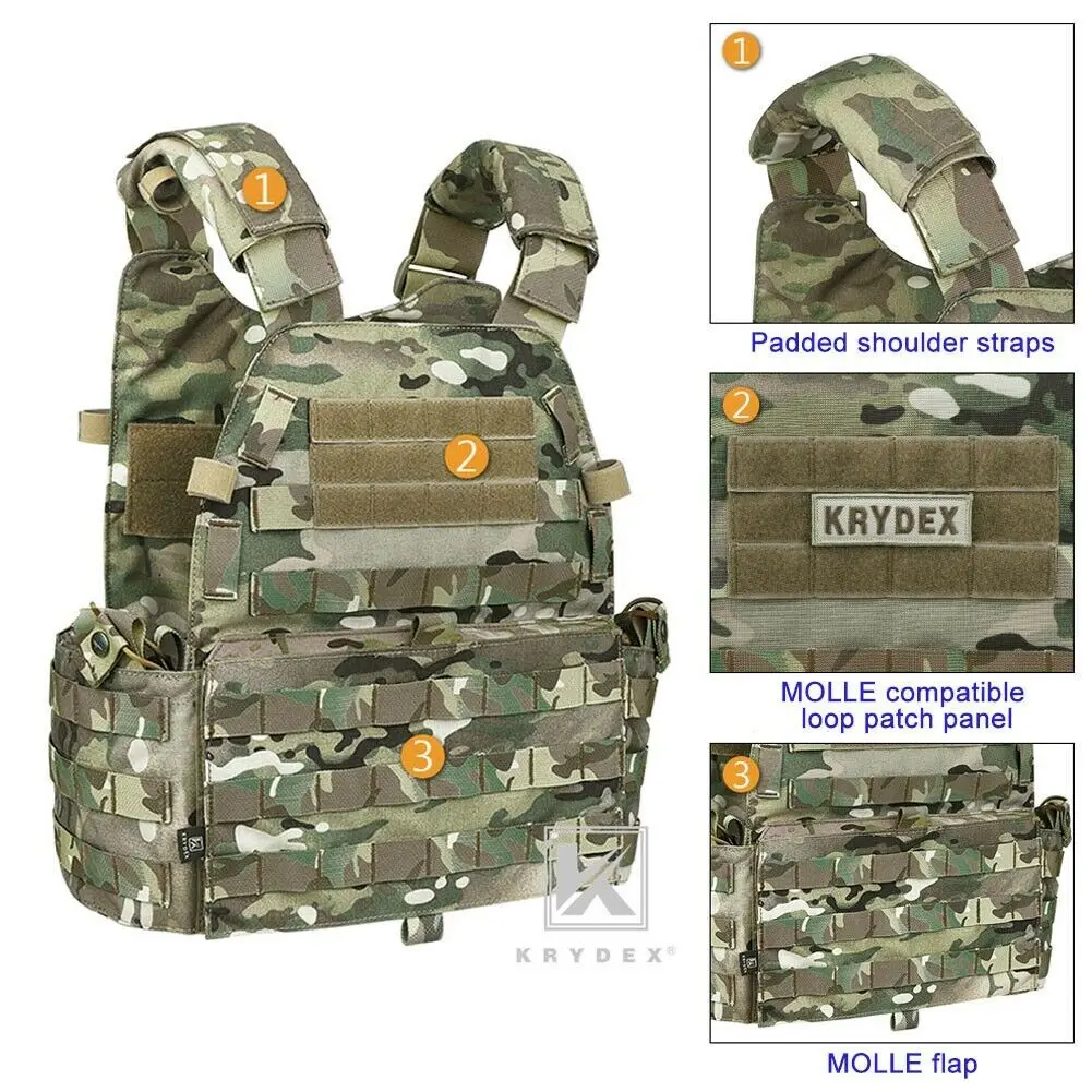 KRYDEX-chaleco táctico de combate, armadura corporal, portador de placa con bolsa para revistas, accesorios de protección al aire libre para caza, impermeable - imagen 4