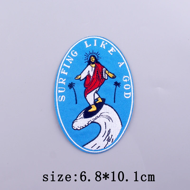 Parche de Van Gogh para planchar en la ropa, parches bordados de Jesús para ropa, insignia de rayas, parches indios/egipcios, gancho de bucle - imagen 3