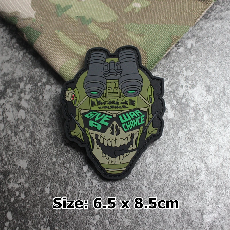 Parches de PVC de soldados de esqueleto táctico, regala la guerra, una posibilidad, solo estoy aquí para la violencia, brazalete para decoración de ropa de bolso - imagen 5