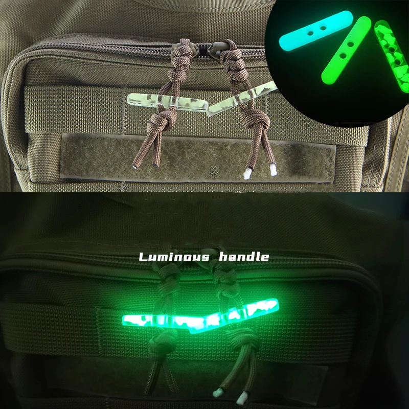 Extractor luminoso con mango de cuerda con cremallera, cabezal de resina con 2 orificios, mochila táctica extraíble para exteriores, paraguas, equipo colgante reciclable - imagen 2