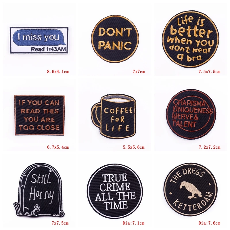 Parche de eslogan bordado de letras DIY, parches termoadhesivos para ropa, pegatinas para coser, 10 unids/lote - imagen 4