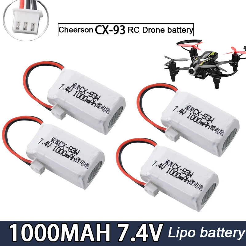 7,4 V 1000mah 2S batería Lipo recargable XH-3P enchufe para RC Cheerson CX-93W Drone Rc Quadcopter Rc Car Boat