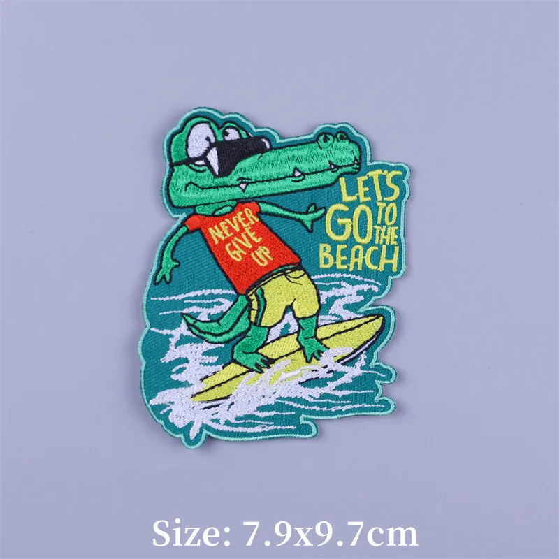 Parches termoadhesivos de viaje para surfear, accesorio Fusible de aventura al aire libre, para planchar ropa, apliques de paisaje Natural DIY - imagen 2