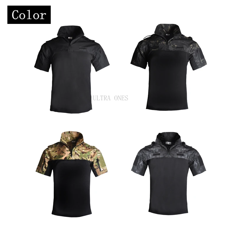 Ropa táctica de manga corta para caza y Airsoft, camisetas de entrenamiento al aire libre, secado rápido, transpirable, Verano - imagen 2
