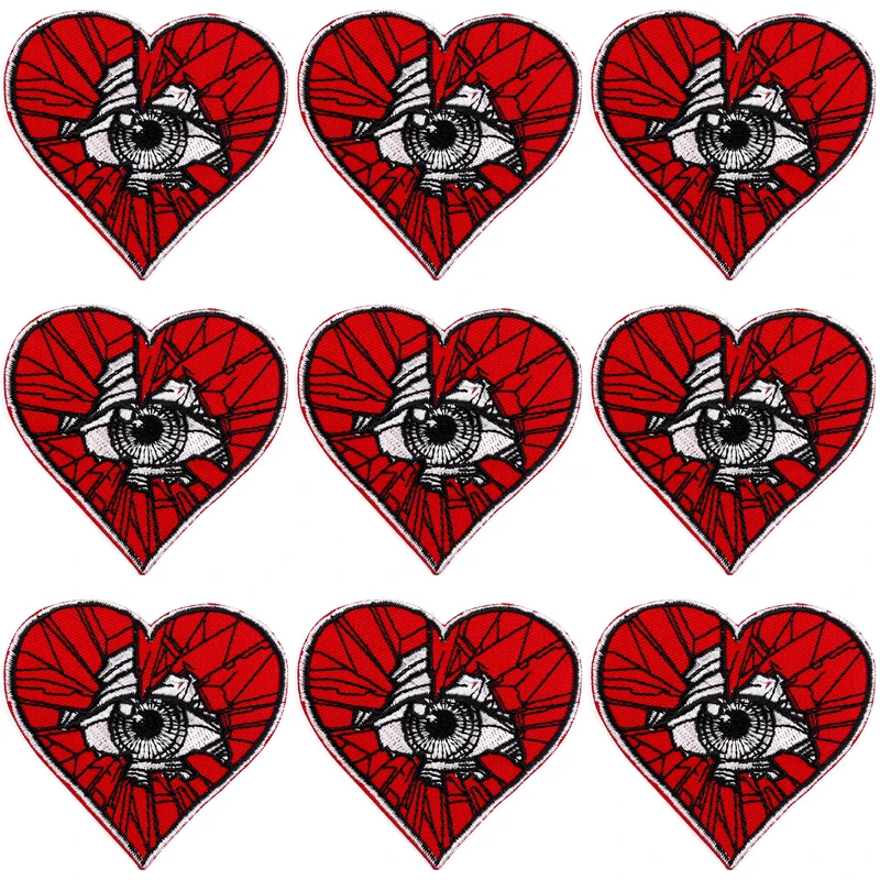 Parche bordado rojo Punk para ropa, en la ropa para planchar parches bordados, pegatinas de bucle de gancho, insignias, 10 unidades por lote - imagen 5