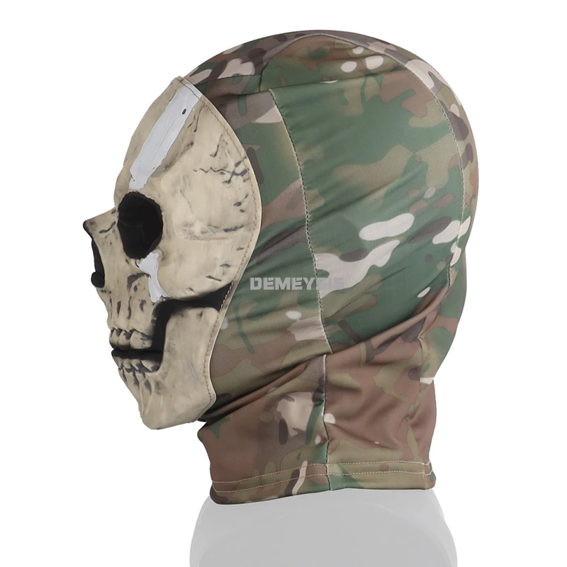 Máscara de casco de tiro táctico para exteriores, máscara facial completa elástica transpirable para hombres y mujeres, máscara facial de calavera para Cosplay de Halloween - imagen 3