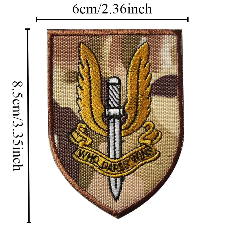 Parche bordado SAS de servicio aéreo británico, insignia de moral con gancho y bucle, brazalete de ventilador militar, parche adhesivo para mochila para ropa - imagen 5