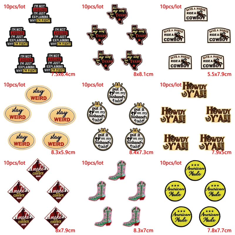 10 unids/lote de parches bordados con eslogan de letras para ropa, parches termoadhesivos para planchar de Hip-Hop para chaqueta, mochila, logotipo