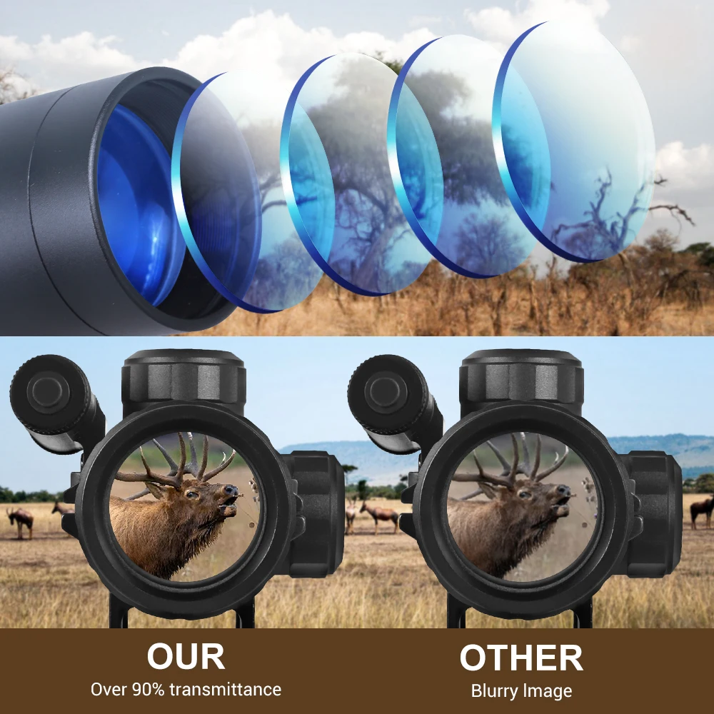 Mira telescópica combinada láser 4x32 para óptica de caza, mira telescópica para Rifle de aire para Riflescope Airsoft de 11/20mm con mira láser - imagen 2