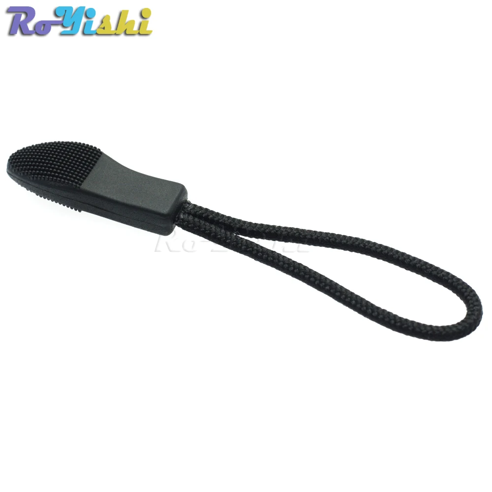 50 unids/pack tiradores de cremallera extremos de cuerda bloqueo Clip de cremallera hebilla negra para accesorios de Paracord/mochila/ropa - imagen 3