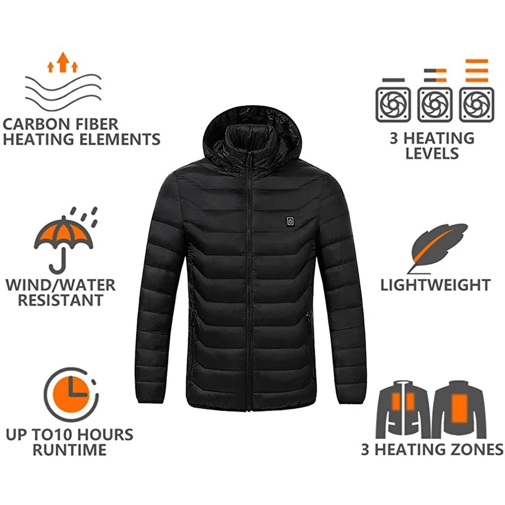 Abrigo calentado de 2-21 zonas para hombres y mujeres, chaquetas calefactoras de algodón eléctricas USB, ropa térmica cálida, senderismo, Camping, Parkas de invierno y otoño - imagen 4