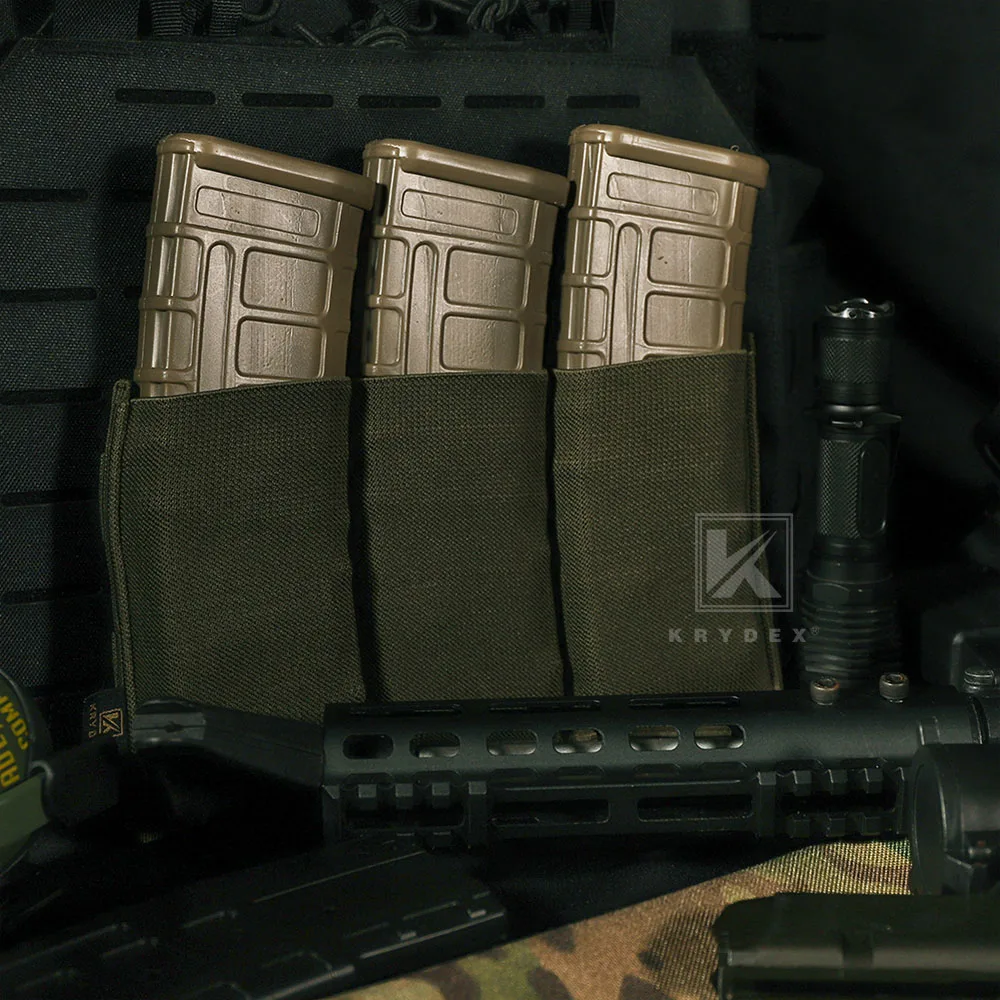 KRYDEX-bolsa elástica táctica de dibujo rápido, accesorio de caza, portador Molle, individual, doble, Triple, 5,56, 223, M4, M16 Mag - imagen 3